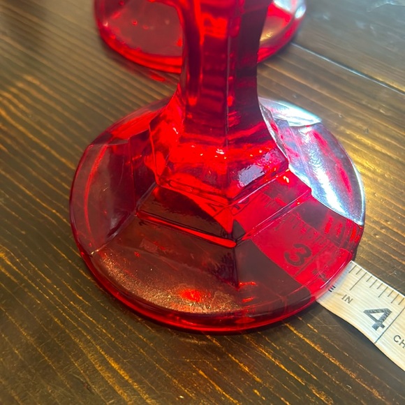 Vintage Indiana Glass Ruby Red Candle Holder - 2 - Picture 12 of 14